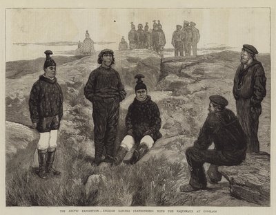 北極探検、ゴッドハウンでエスキモーと友情を結ぶイギリスの船員 作： Joseph Nash
